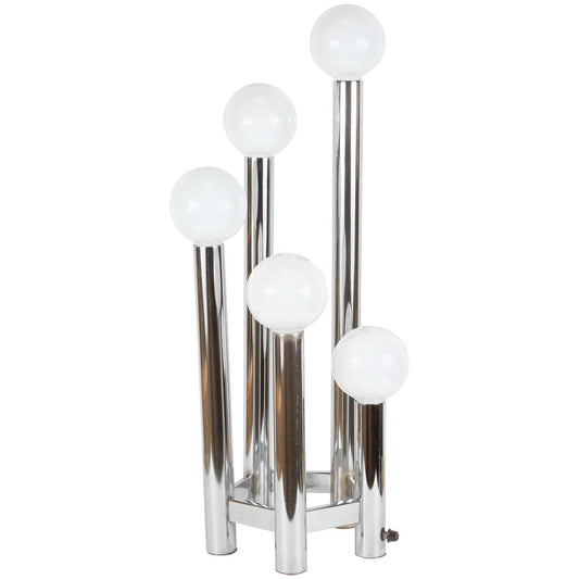 Austrian Polished Chrome Five-Light Table Lamp by Kalmar Austria