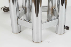 Hexagonal Chrome Tower Lamp