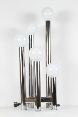 Hexagonal Chrome Tower Lamp