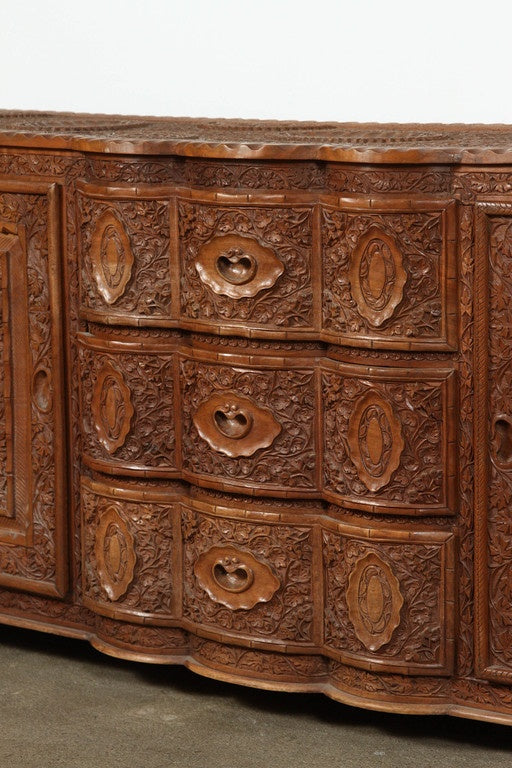 Asian Finely Hand Carved Sideboard from Java, Indonesia