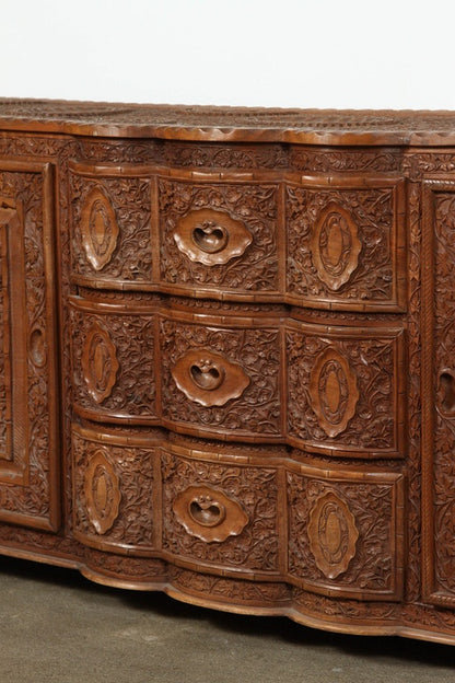 Asian Finely Hand Carved Sideboard from Java, Indonesia