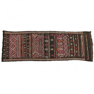 Moroccan Black Vintage Tuareg Rug Runner