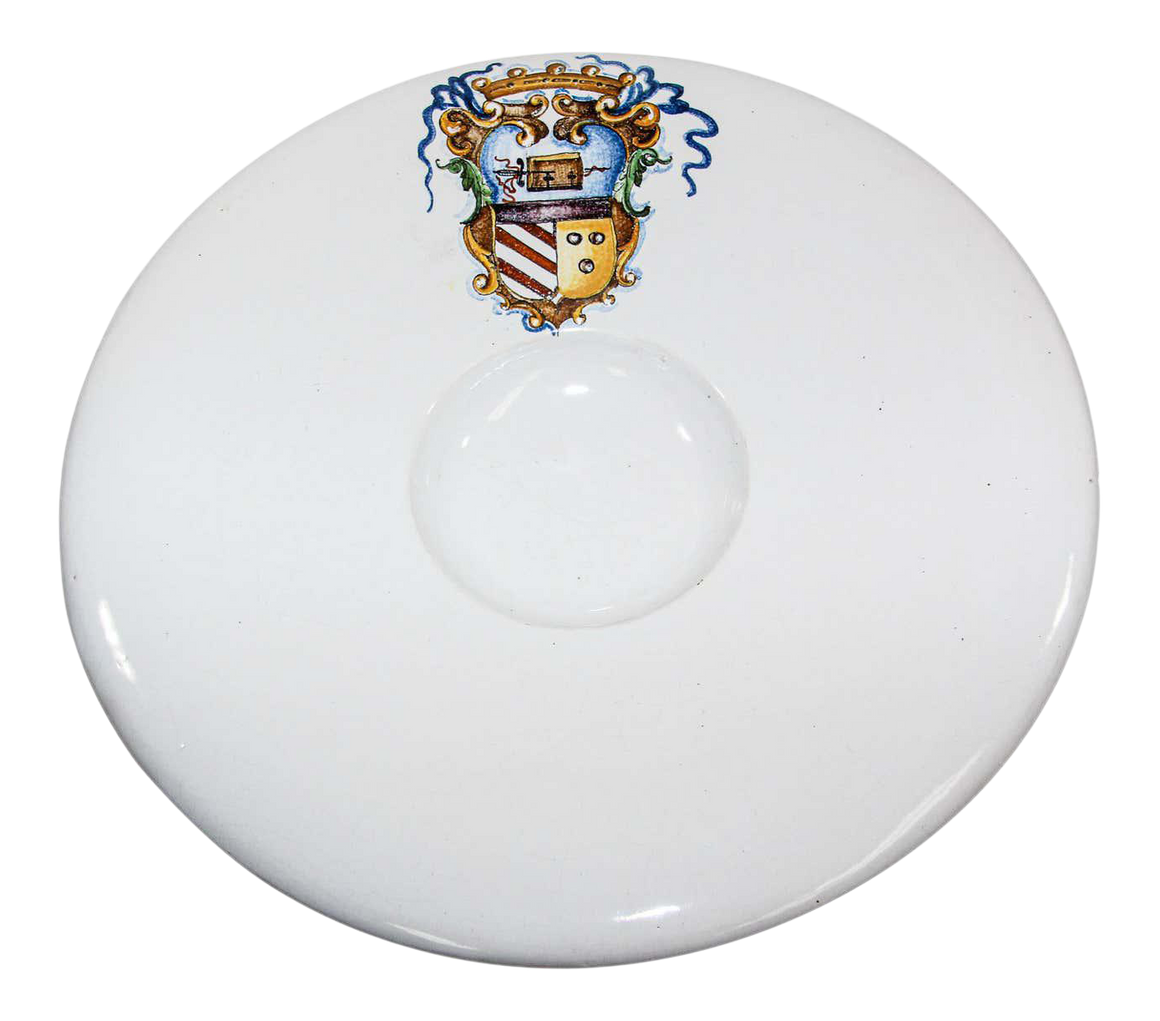 Vintage Stoneware Talavera White underglaze Large Bowl with Blazon Spain