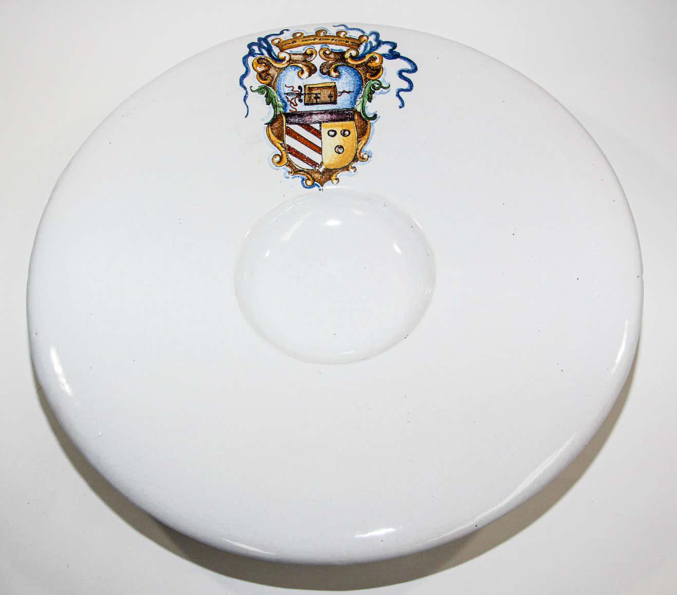 Vintage Stoneware Talavera White underglaze Large Bowl with Blazon Spain