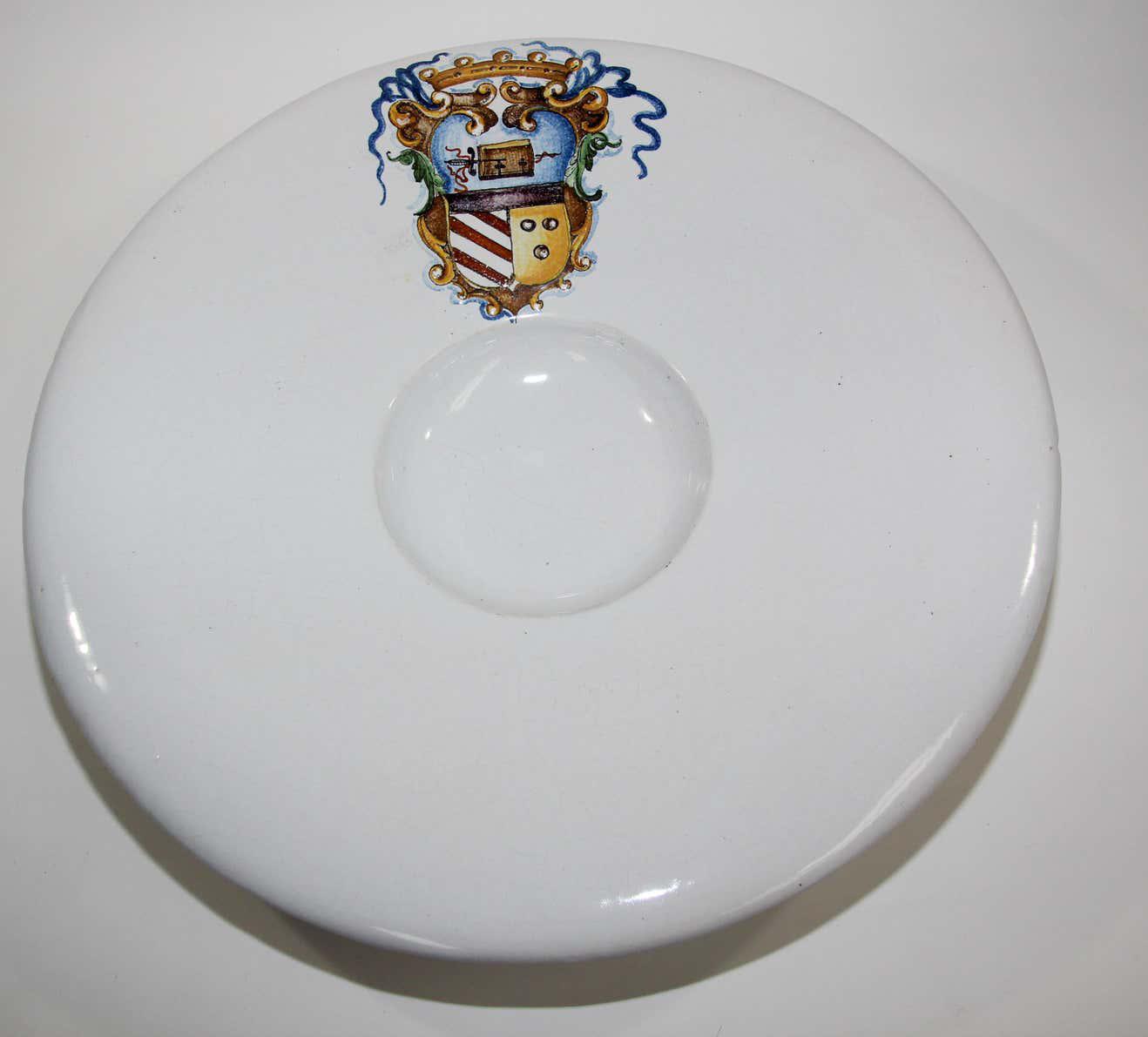 Vintage Stoneware Talavera White underglaze Large Bowl with Blazon Spain