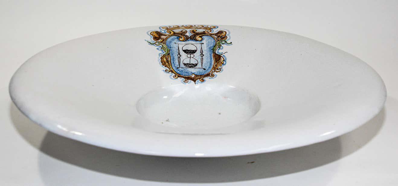 Vintage Stoneware Talavera White underglaze Large Bowl with Blazon Spain