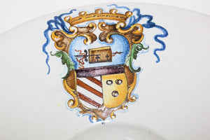 Vintage Stoneware Talavera White underglaze Large Bowl with Blazon Spain