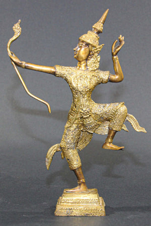 Vintage Thai Bronze Gilt Prince Rama with Bow Figurine