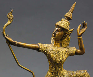 Vintage Thai Bronze Gilt Prince Rama with Bow Figurine