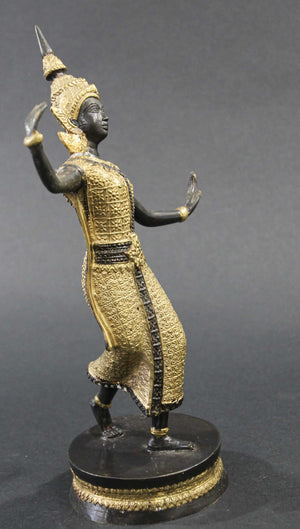 Vintage Thai Bronze Gilt Teppanom Temple Guard Dancing Statue Sculpture