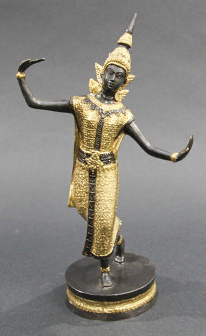 Vintage Thai Bronze Gilt Teppanom Temple Guard Dancing Statue Sculpture