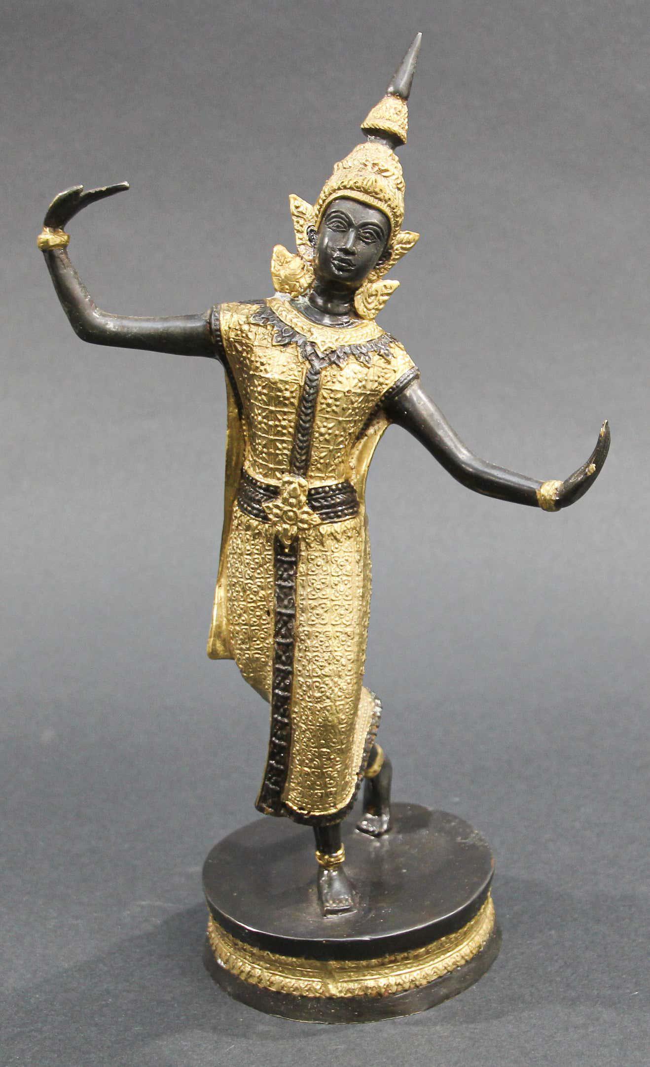 Vintage Thai Bronze Gilt Teppanom Temple Guard Dancing Statue Sculptur -  E-mosaik