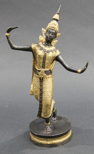 Vintage Thai Bronze Gilt Teppanom Temple Guard Dancing Statue Sculpture