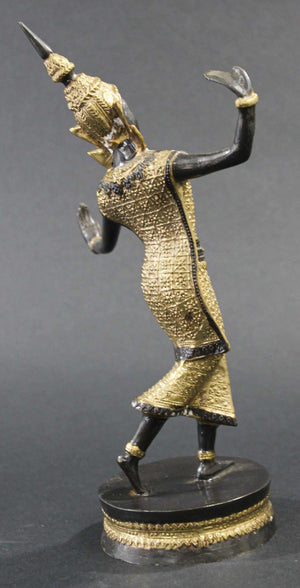 Vintage Thai Bronze Gilt Teppanom Temple Guard Dancing Statue Sculpture