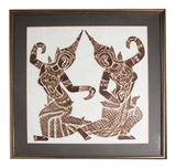 Vintage Thai Temple Charcoal Rubbing on Rice Paper