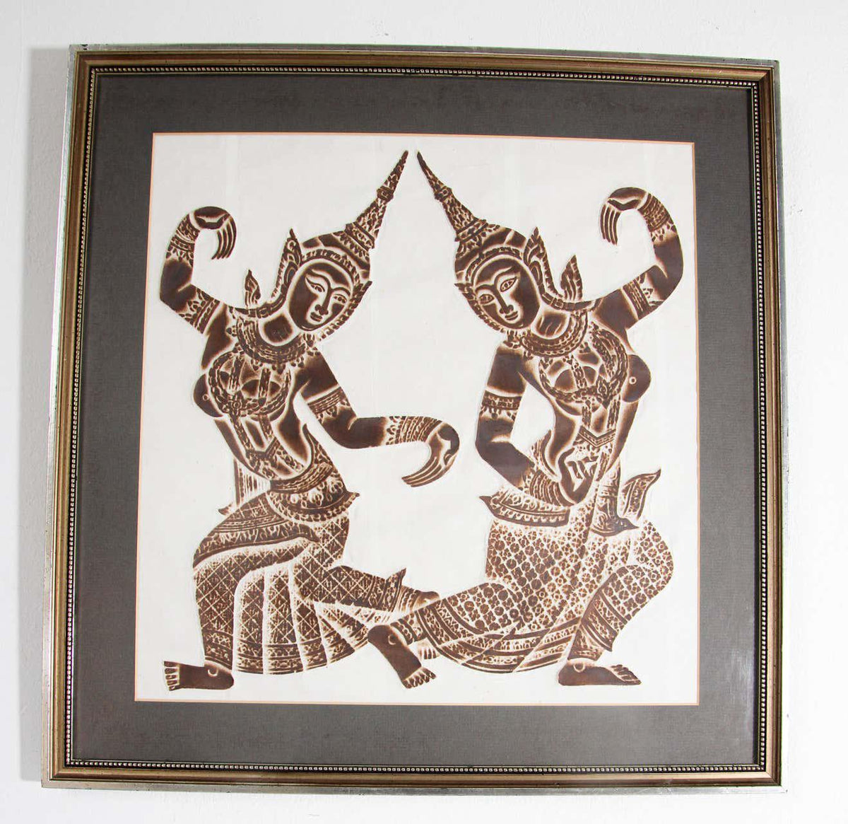 Vintage Thai Temple charcoal rubbing
