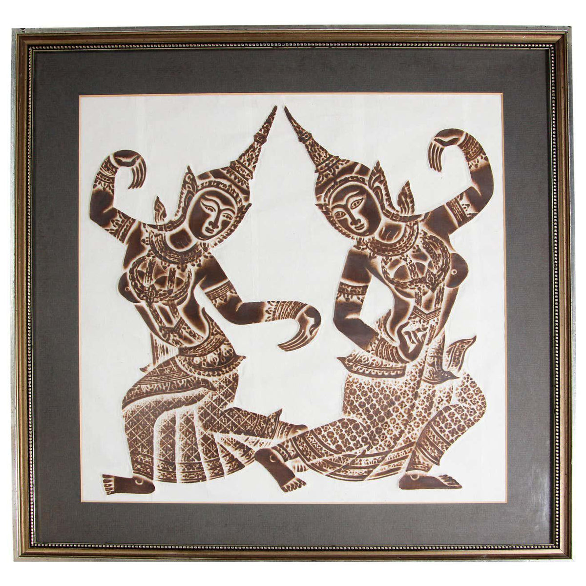 Vintage Thai Temple charcoal rubbing