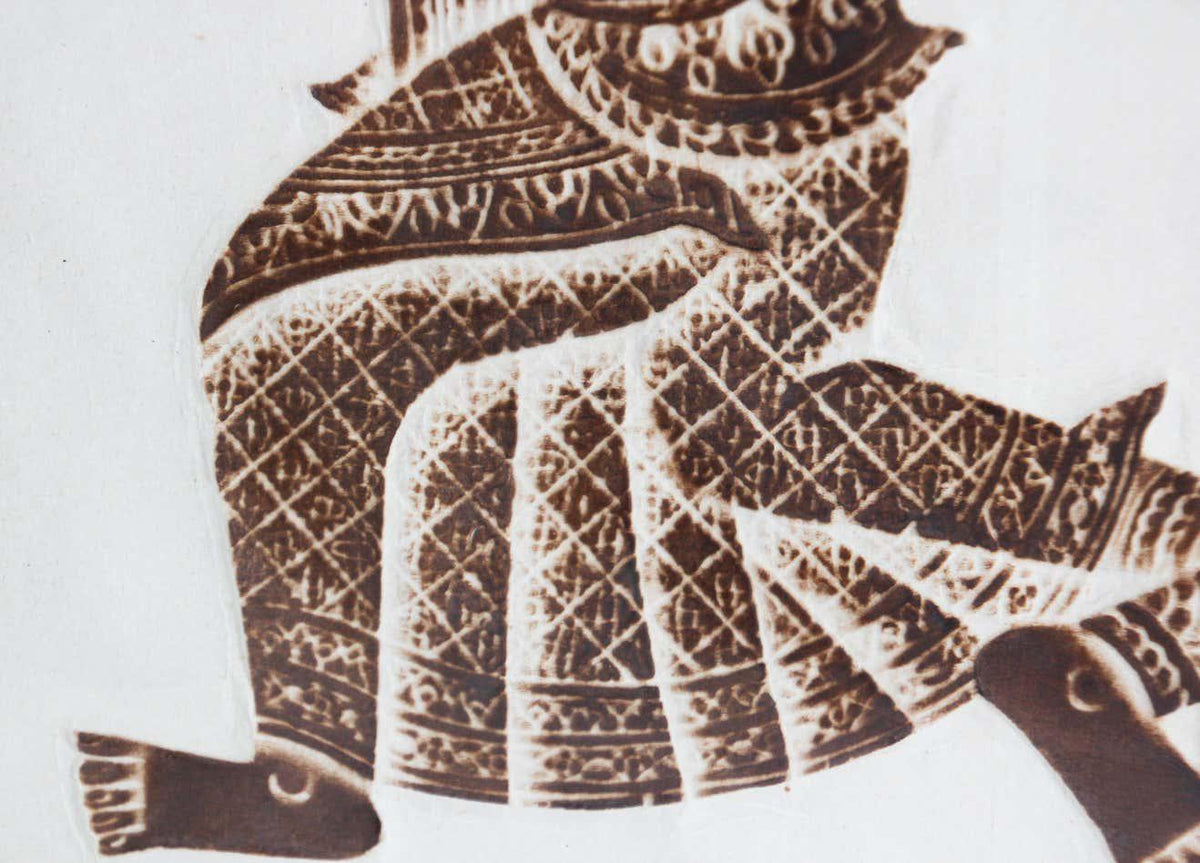Vintage Thai Temple charcoal rubbing