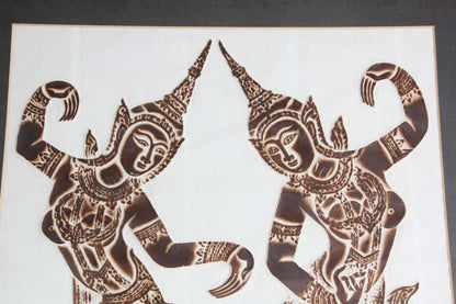 Vintage Thai Temple charcoal rubbing