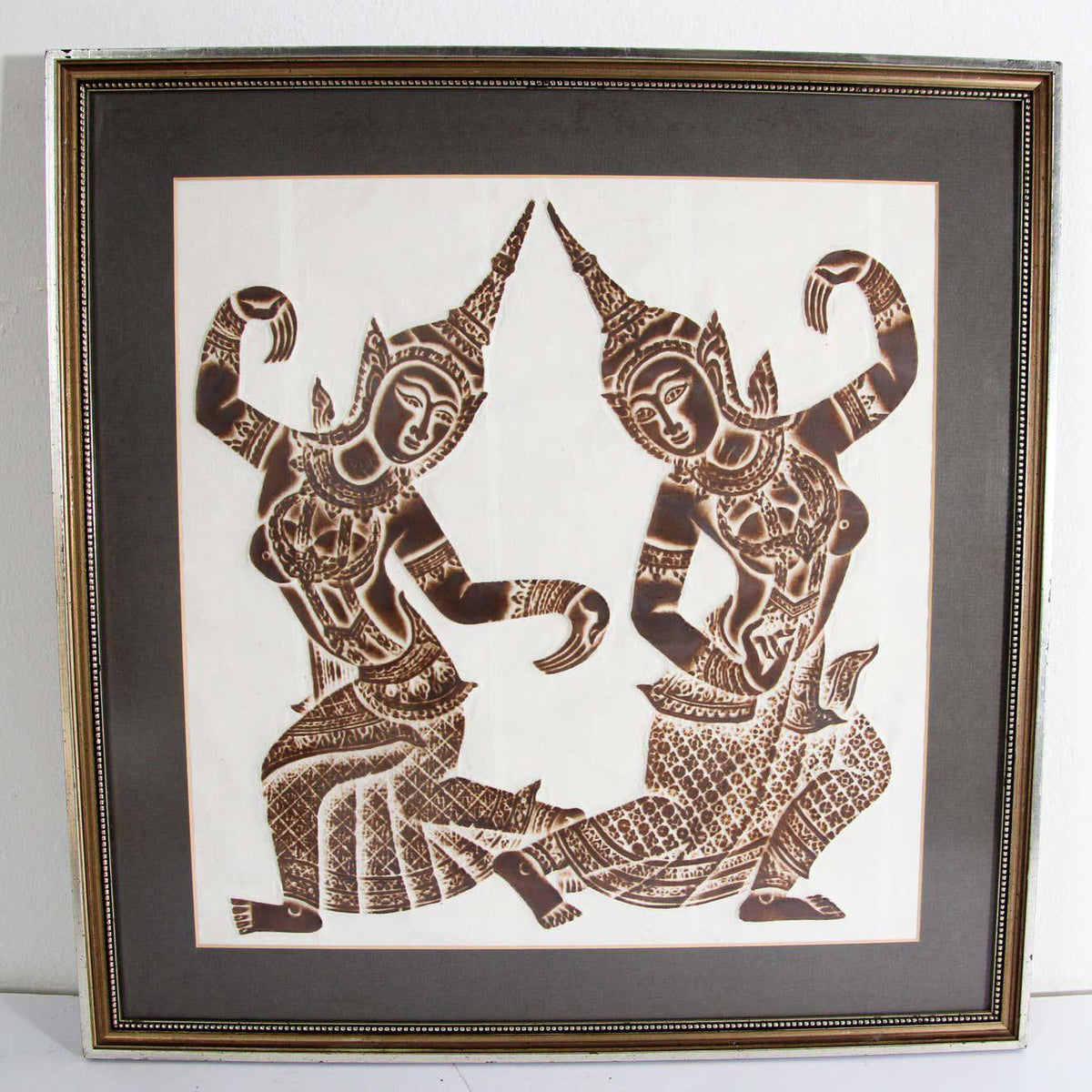 Vintage Thai Temple charcoal rubbing