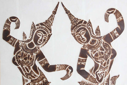 Vintage Thai Temple charcoal rubbing