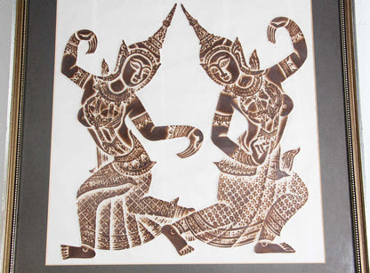 Vintage Thai Temple charcoal rubbing
