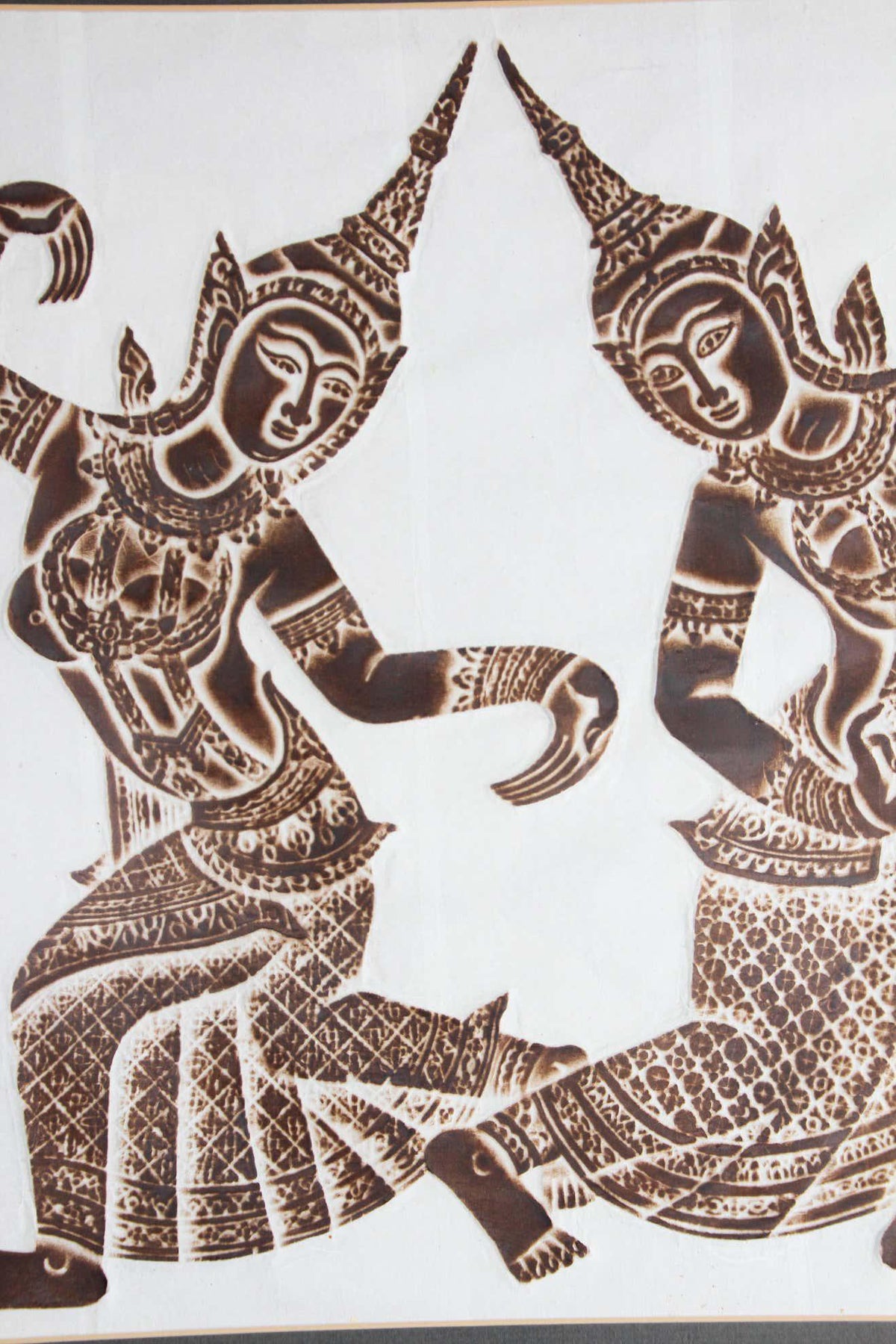 Vintage Thai Temple charcoal rubbing