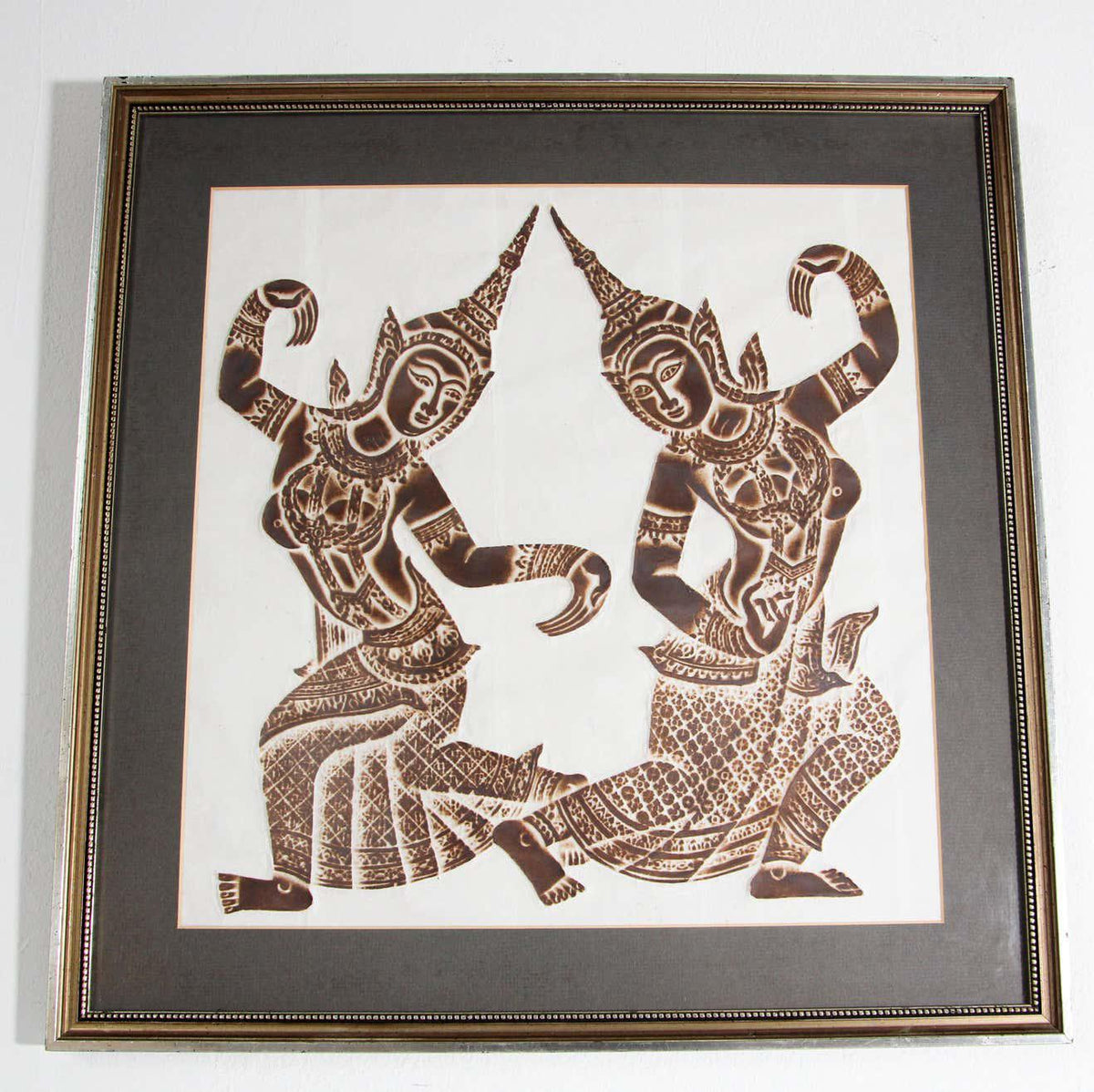 Vintage Thai Temple charcoal rubbing