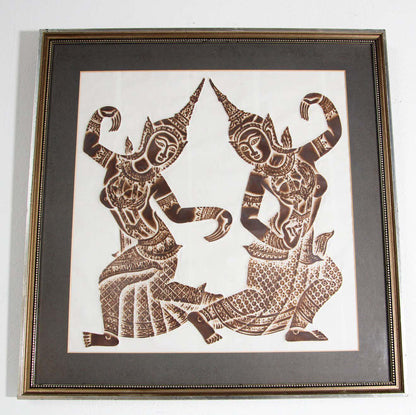 Vintage Thai Temple charcoal rubbing