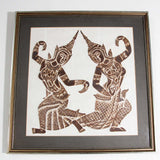 Vintage Thai Temple Charcoal Rubbing on Rice Paper