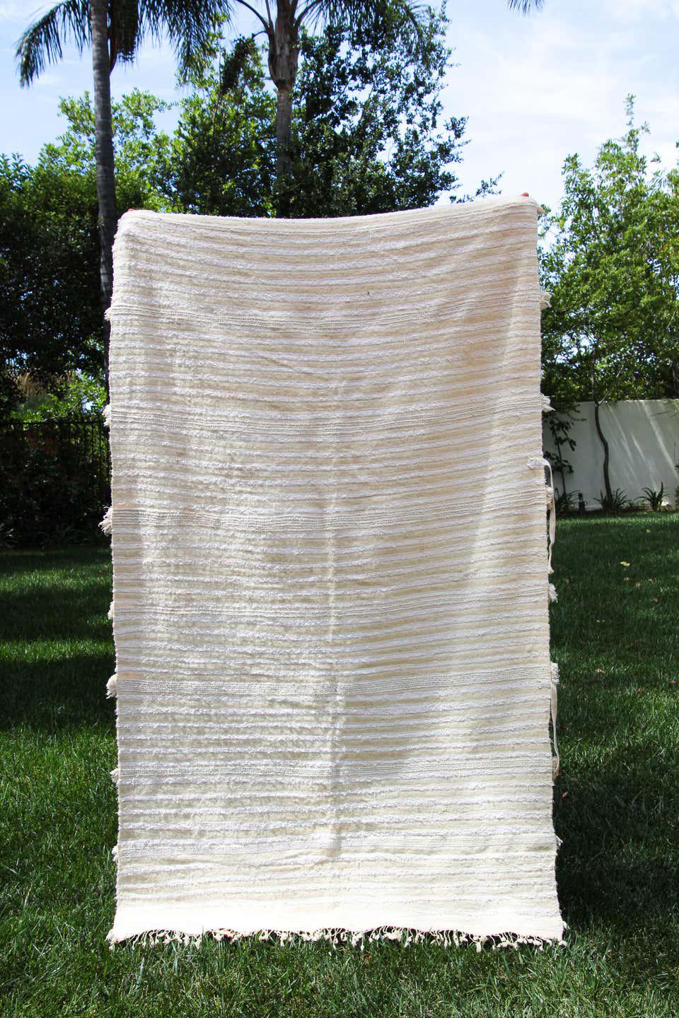 1960s Vintage Tribal Moroccan Handcrafted Wedding Blanket Throw