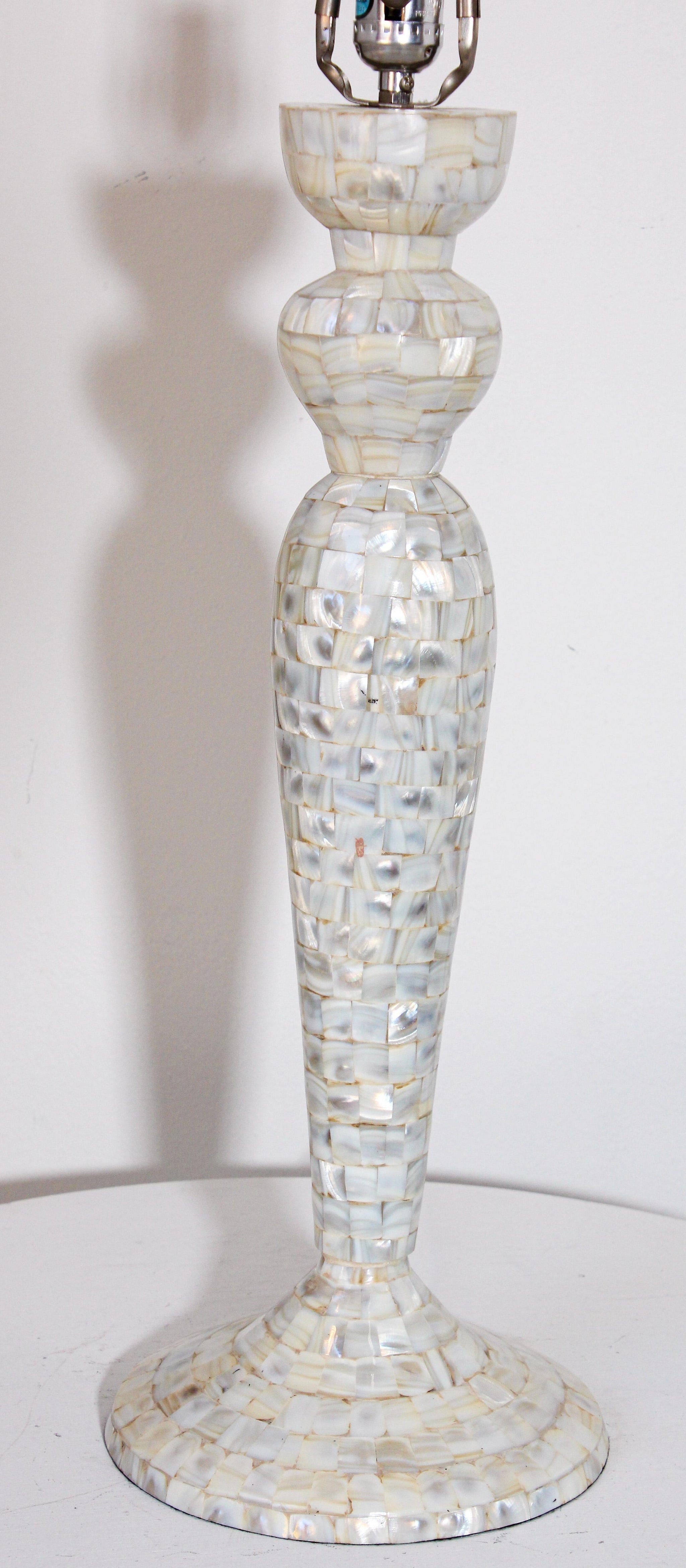 Vintage White Capiz Shell Table Lamp
