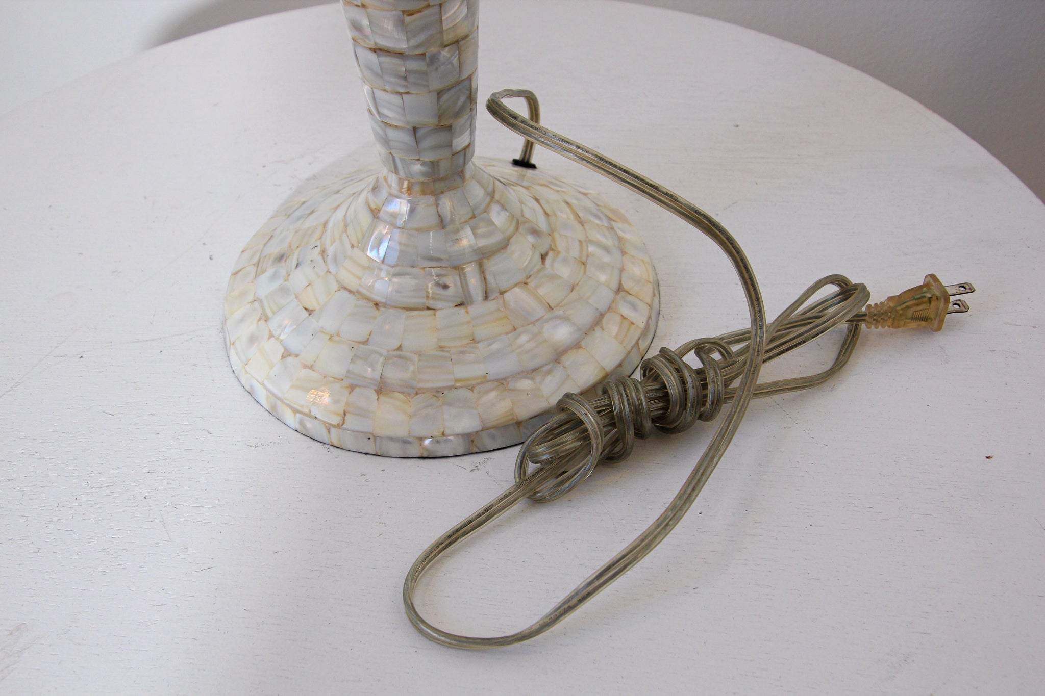 Vintage White Capiz Shell Table Lamp