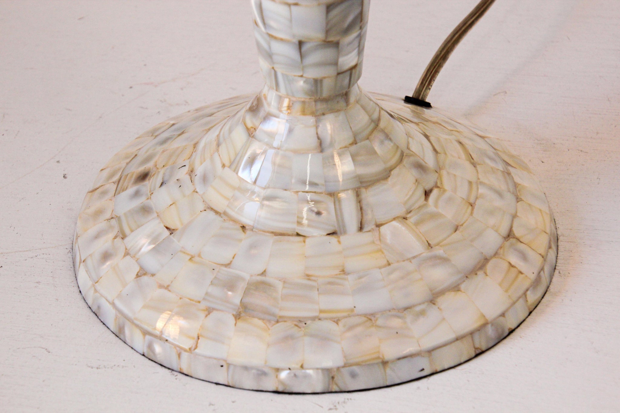 Vintage White Capiz Shell Table Lamp