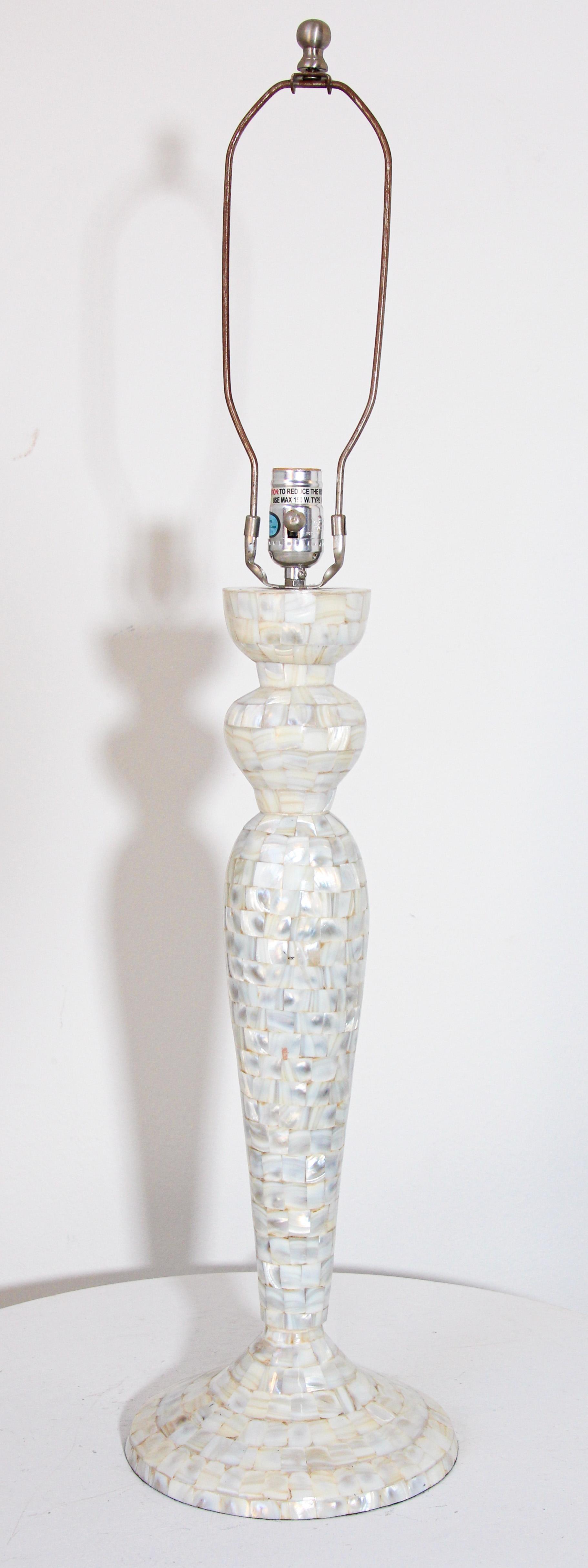Vintage White Capiz Shell Table Lamp
