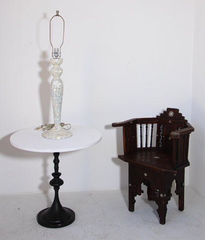 Vintage Moorish Table Lamp with White Capiz Shell, India, 1980