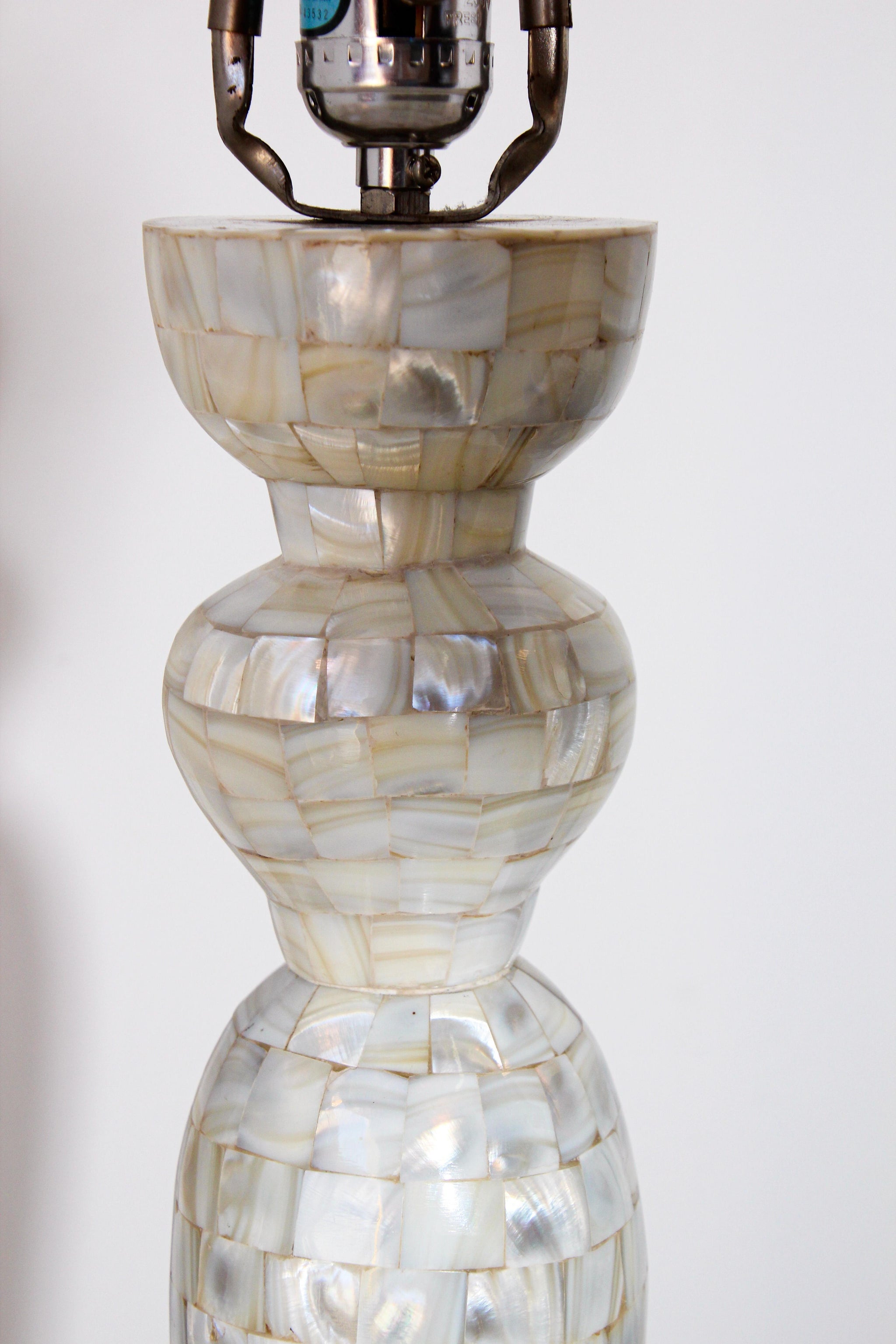 Vintage White Capiz Shell Table Lamp