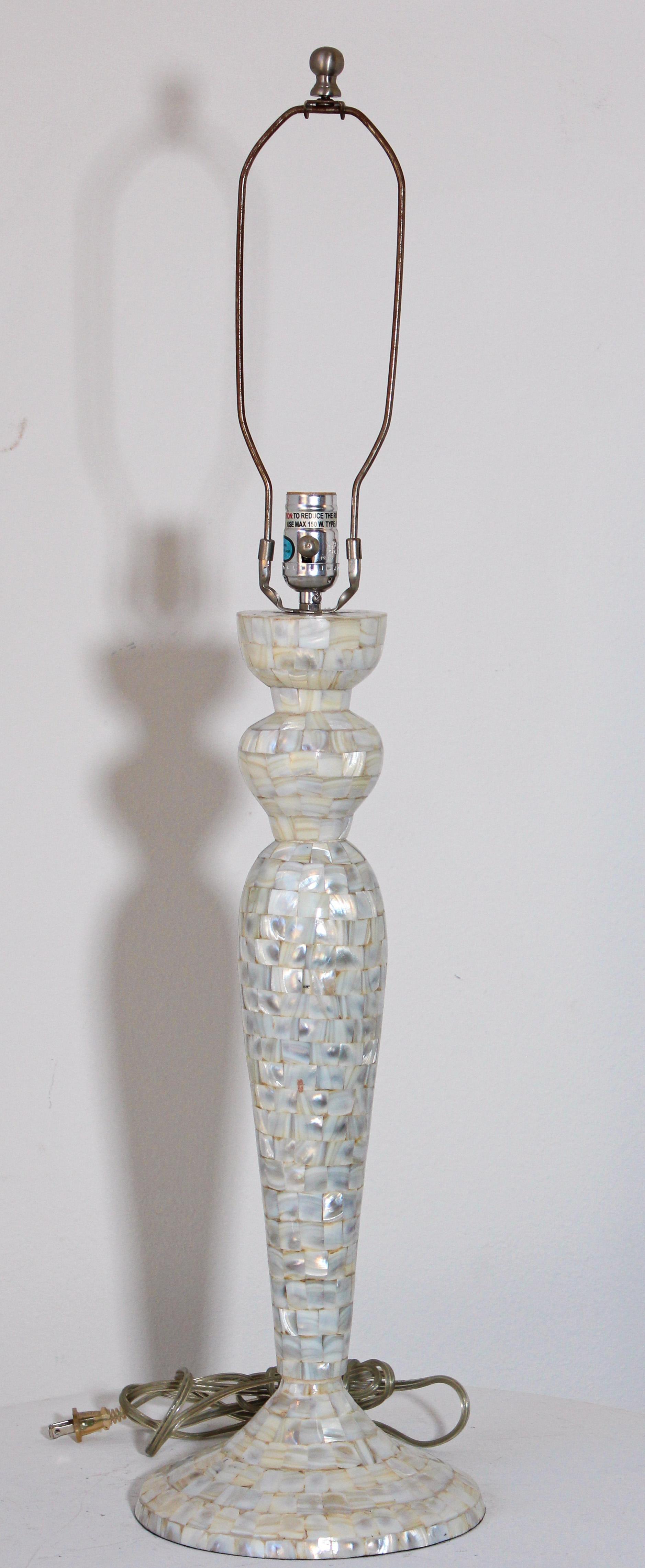 Vintage White Capiz Shell Table Lamp