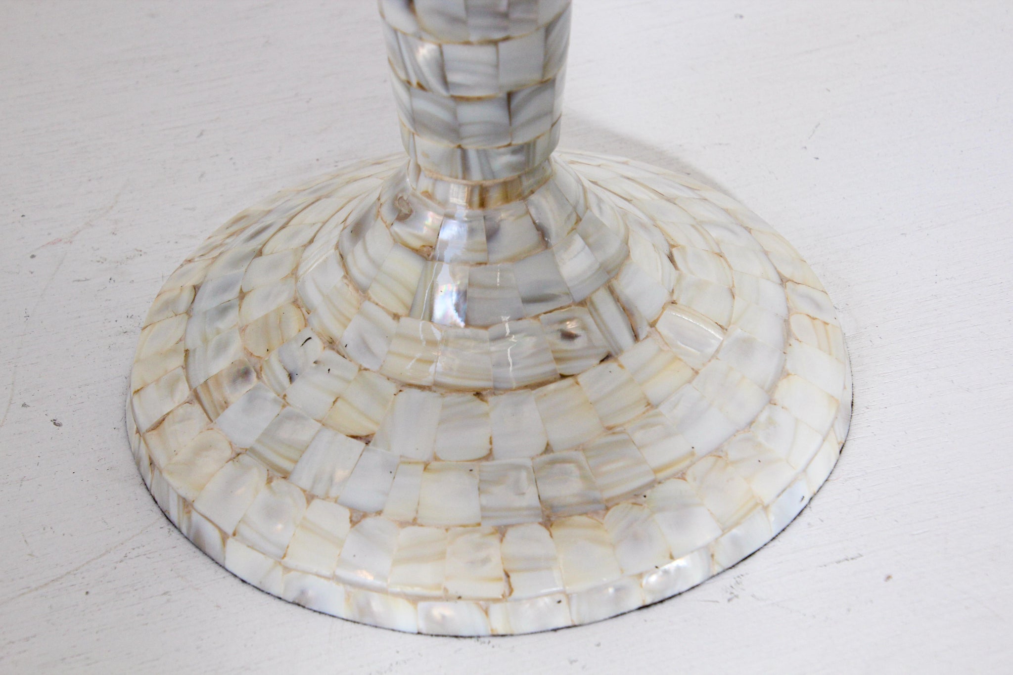 Vintage White Capiz Shell Table Lamp