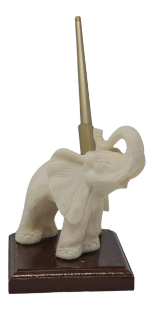 Vintage White Elephant Sculpture Pen Holder