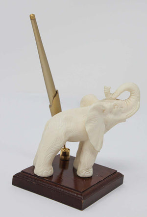 Vintage White Elephant Sculpture Pen Holder