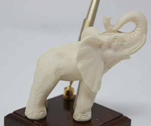 Vintage White Elephant Sculpture Pen Holder