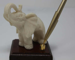 Vintage White Elephant Sculpture Pen Holder