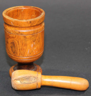 Vintage Wooden Mortar and Pestle, Italy