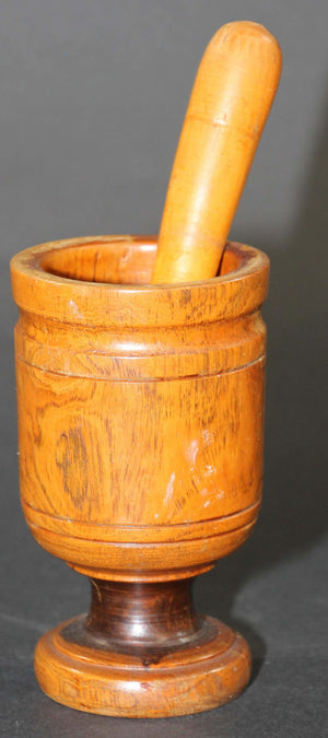 Vintage Wooden Mortar and Pestle, Italy