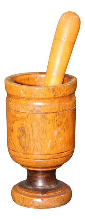 Vintage Wooden Mortar and Pestle, Italy