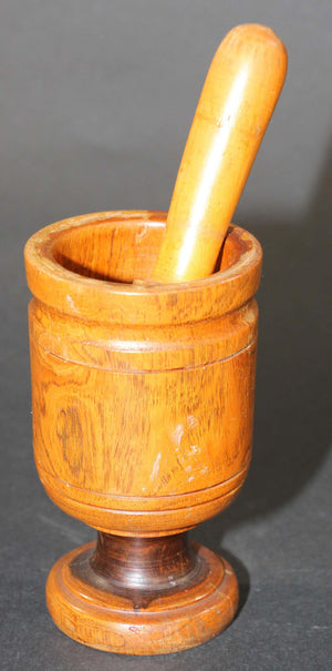 Vintage Wooden Mortar and Pestle, Italy