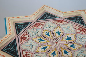 Moroccan Moorish Star Shape Ivory Side Tables a Pair