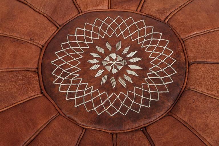 Vintage Moroccan Leather Pouf