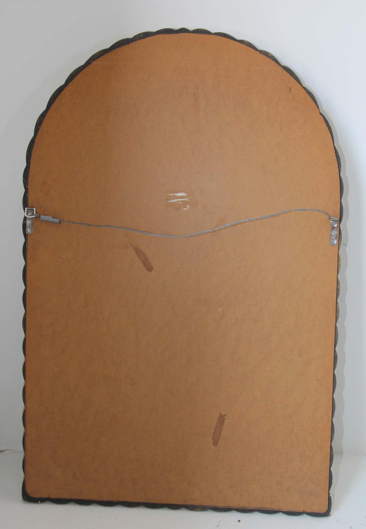 Hand-Crafted White Washed Wood Arched Wall Mirror, France, 1970
